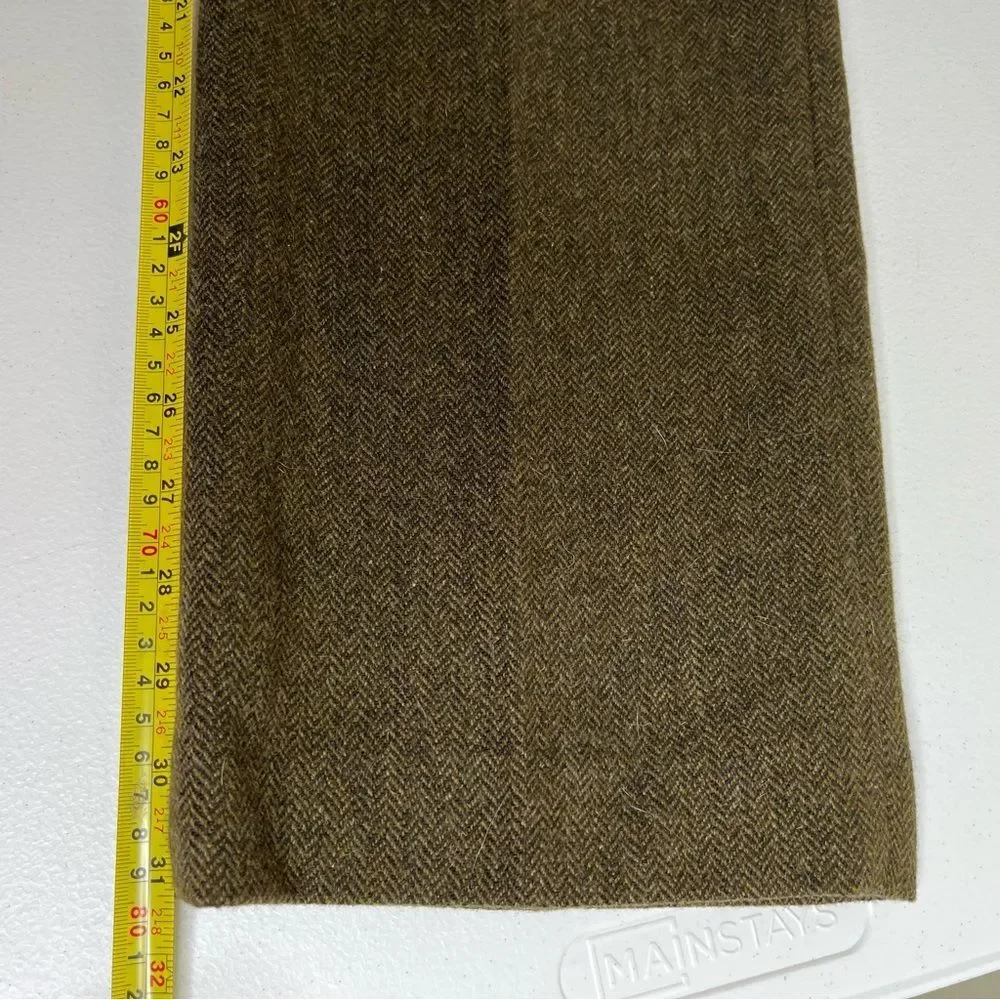 Chaps Wool Herringbone Straight Leg Poly Lined Brown Tan Pant Womens Size 12
